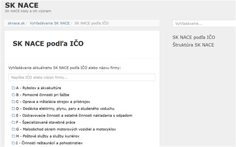 Hierarchická štruktúra SK NACE