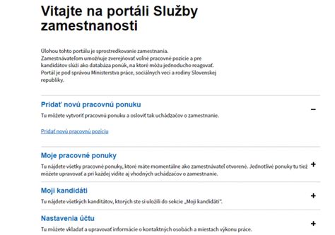Portál sluzbyzamestnanosti.gov.sk