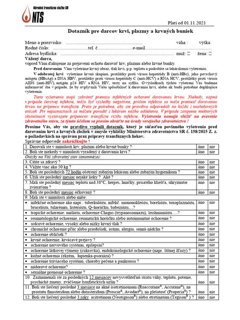 Proces registrácie darcu krvi