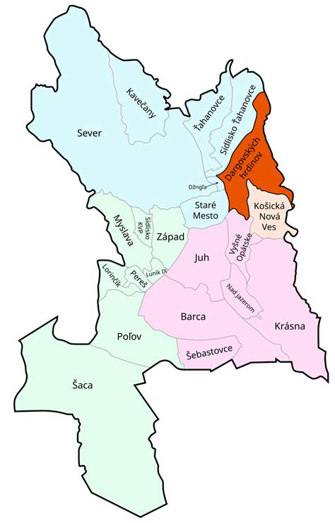 Mapa umiestnenia UPSVaR Košice - Dargovských hrdinov