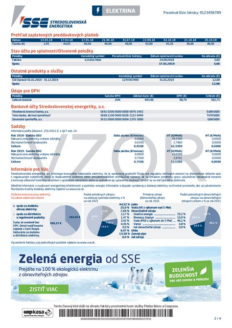 Faktúra za vodné a stočné od Považskej vodárenskej spoločnosti