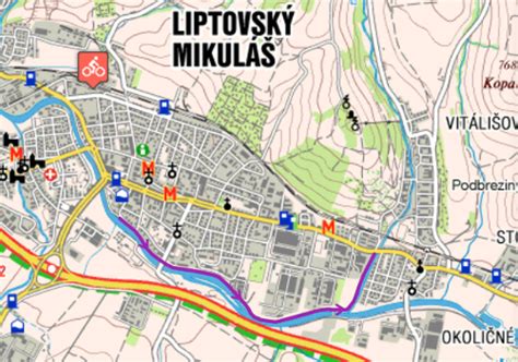 Mapa okresu Liptovský Mikuláš s vyznačenou polohou ÚPSVaR