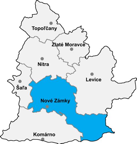 Mapa regiónov Nové Zámky, Šaľa a Štúrovo