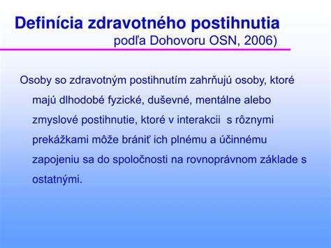 Definícia zdravotného postihnutia podľa Dohovoru OSN
