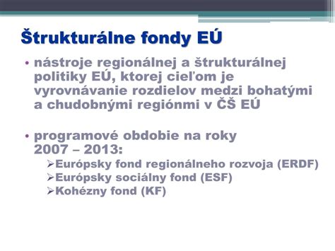 Schéma štrukturálnych fondov EÚ a ich alokácie