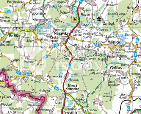 Mapa Topoľčany s vyznačenými mestskými časťami a obcami v okolí