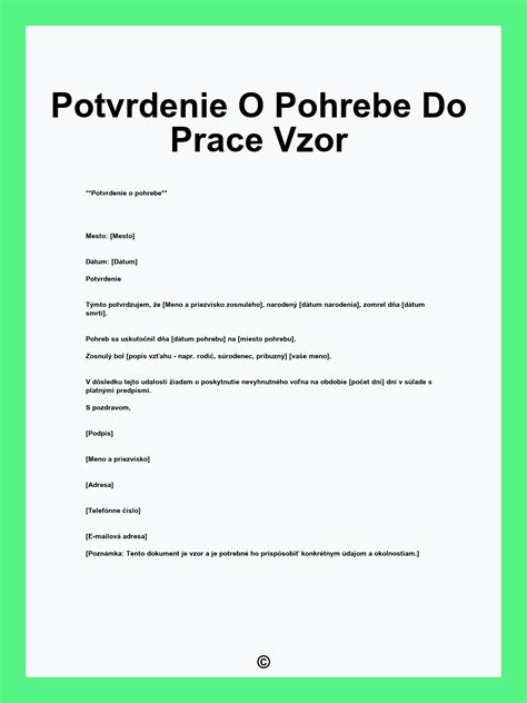 Potvrdenie o účasti na pohrebe