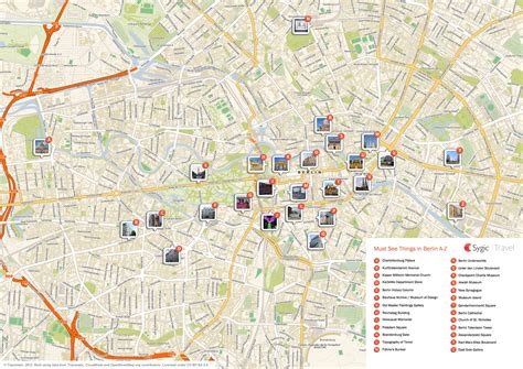 Mapa Berlína s označenými bezbariérovými atrakciami