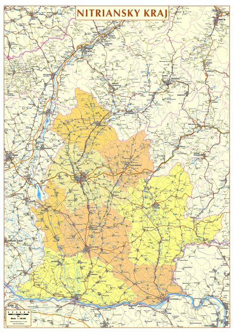 Mapa Nitrianskeho kraja s vyznačenými významnými stavebnými projektmi