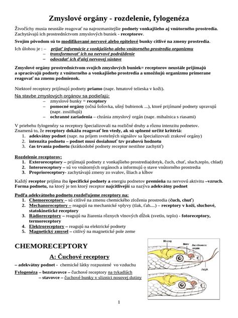Tabuľka adaptácie zmyslových orgánov