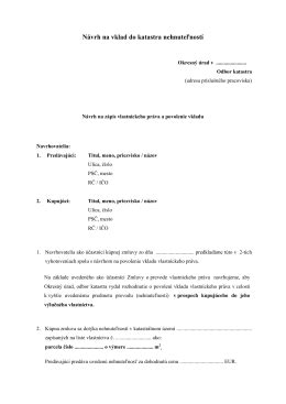 Návrh na vklad do katastra nehnuteľností