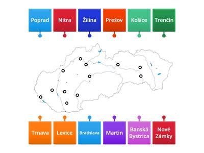 Mapa Slovenska zobrazujúca mestá s pracoviskami lekárskej genetiky