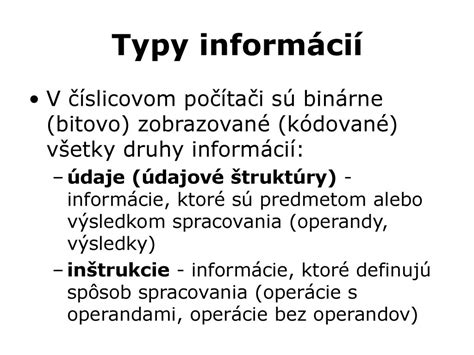 Modely pamäte a typy informácií