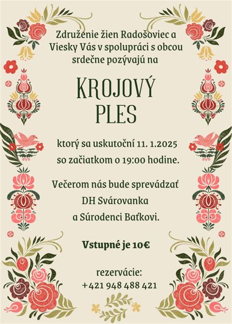 Plagát k rodičovskému plesu v Radošovciach