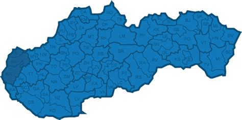 Mapa regiónu Záhorie s vyznačenými mestami