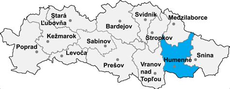 Mapa okresov Humenné a Snina