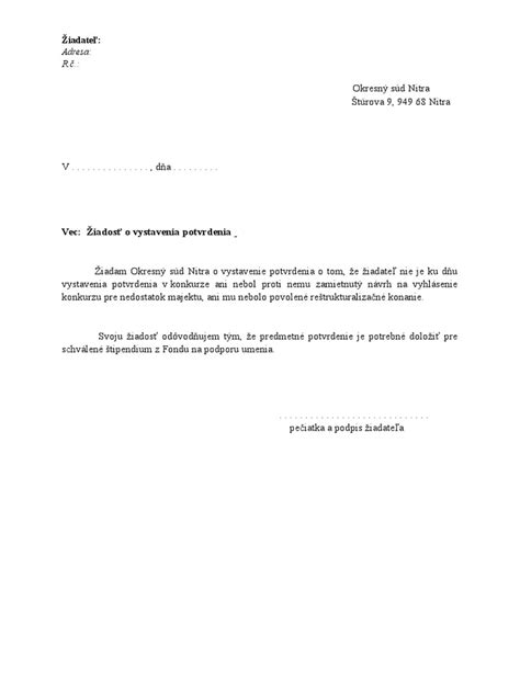 Dôvody odmietnutia vystavenia potvrdenia