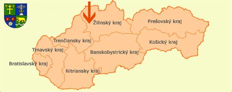Mapa Žilinského samosprávneho kraja s vyznačenými okresmi