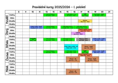 Rozvrh opatrovateľského kurzu