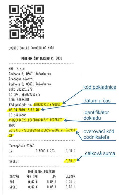 Vzor pokladničného dokladu
