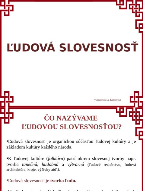 Ľudová slovesnosť ako kultúrne dedičstvo