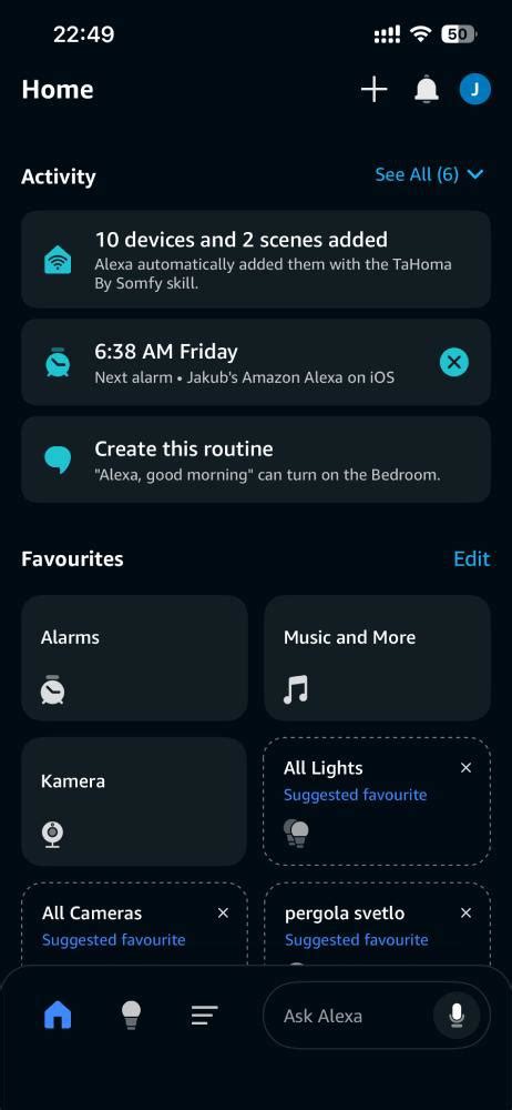 Vizualizácia rozhrania aplikácie Alexa