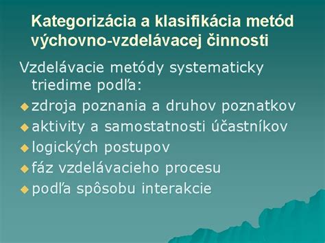 Klasifikácia vyučovacích metód