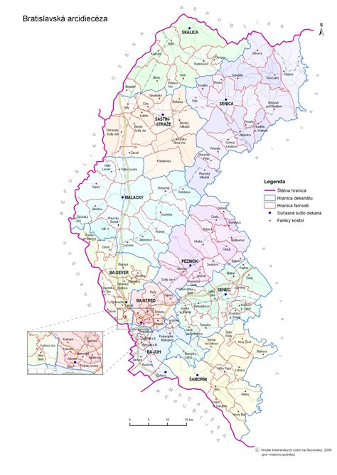 Mapa Bratislavskej arcidiecézy