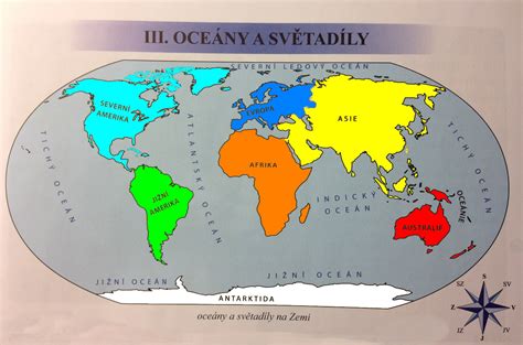Mapa: Svetové kontinenty a oceány