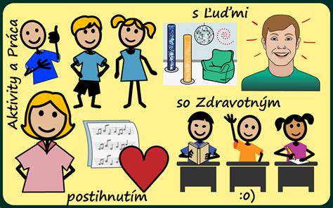 Ilustrácia denného stacionára s ľuďmi vykonávajúcimi rôzne aktivity