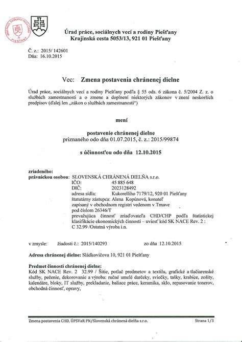 Proces získavania štatútu chránenej dielne