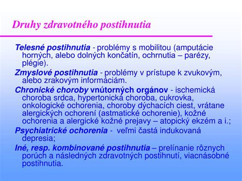 Druhy zdravotného postihnutia
