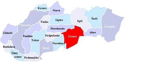 Mapa obce Rakovnica v regióne Gemer