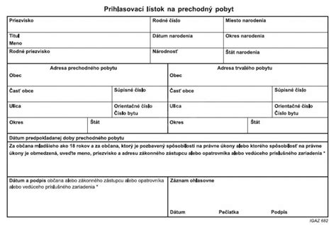 Dokumenty potrebné pre prechodný pobyt