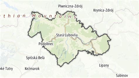 Mapa spádovej oblasti ÚPSVaR Stará Ľubovňa