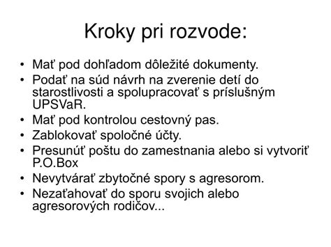 Dôležité kroky pri rozvode