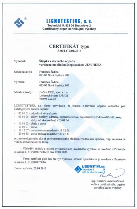 Certifikát o akreditácii Ministerstvom práce, sociálnych vecí a rodiny SR