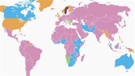 Mapa znázorňujúca rozšírenie terminológie pre VNP vo svete