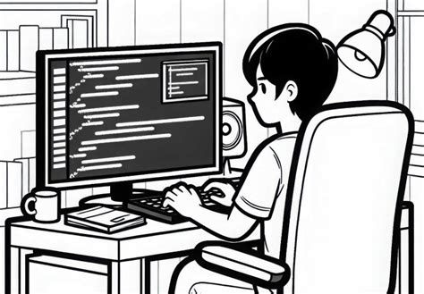 Ilustrácia programátora pracujúceho na počítači