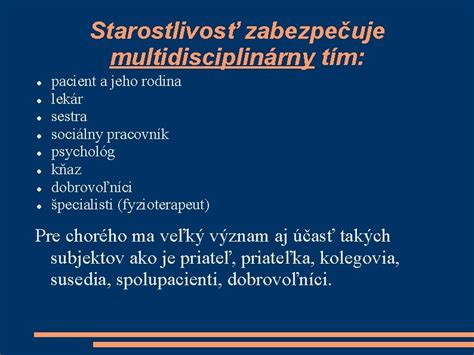 Multidisciplinárny tím hospicovej starostlivosti