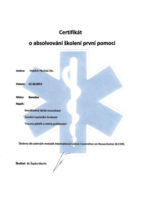 Certifikát prvej pomoci