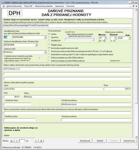Príklad daňového priznania DPH s vyznačenými riadkami pre odpočet