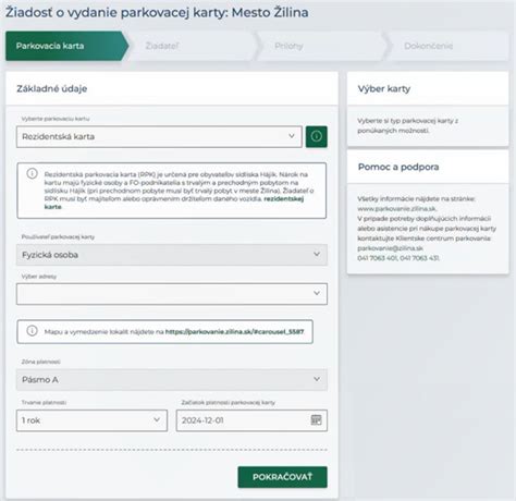 Schéma procesu vybavenia parkovacej karty