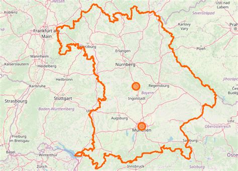mapa Mníchova a Bavorska