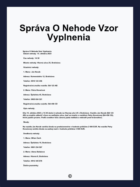 Vyplnenie správy o nehode