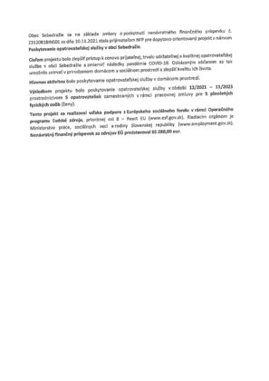 Prehľad podmienok pre poskytovanie opatrovateľskej služby