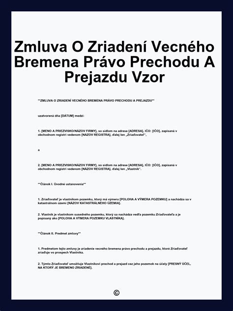 Príklad zápisu vecného bremena na liste vlastníctva