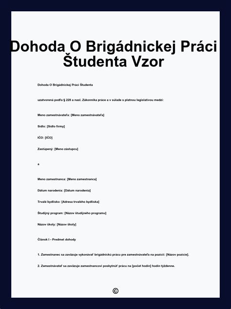 Dohoda o brigádnickej práci študenta