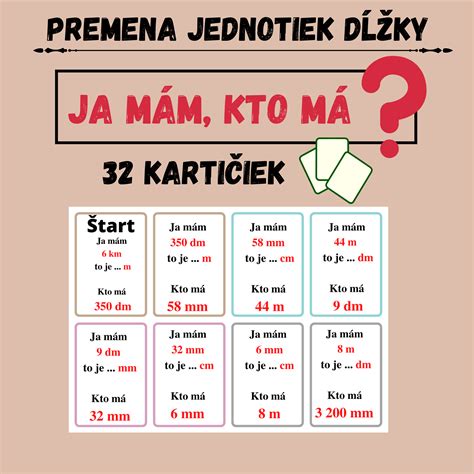 Ukážka kariet na premenu jednotiek