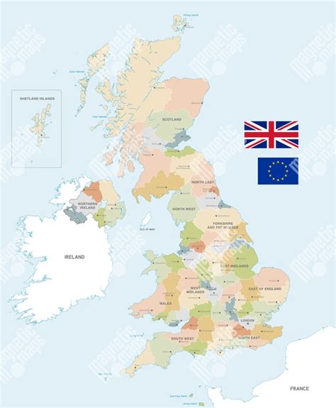 Mapa Anglicka s vyznačenými regiónmi